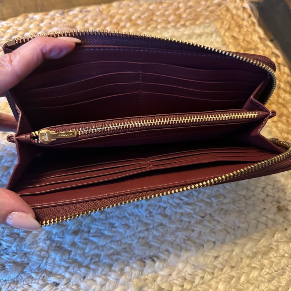 Coach Burgundy and Brown Signature Wallet - Picture 3 of 3